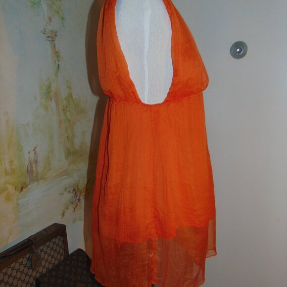 Steve Madden Blouse Top Women Small Orange Boho Plunging V-Neck Fairycore Twee - Picture 3 of 11